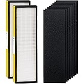 FLT4825 HEPA Filter B Replacement with G-Guardian Air Purifier AC4825 AC4825E AC4300 AC4800 AC4900 AC4850 AC4825DLX AP2200 by Techecook - 2 x True H13 HEPA Filters, 8 x Activated Carbon Pre-Filter