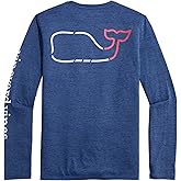 Vineyard Vines Mens On-The-go Whale Outline Long-Sleeve Harbor Performance Tee