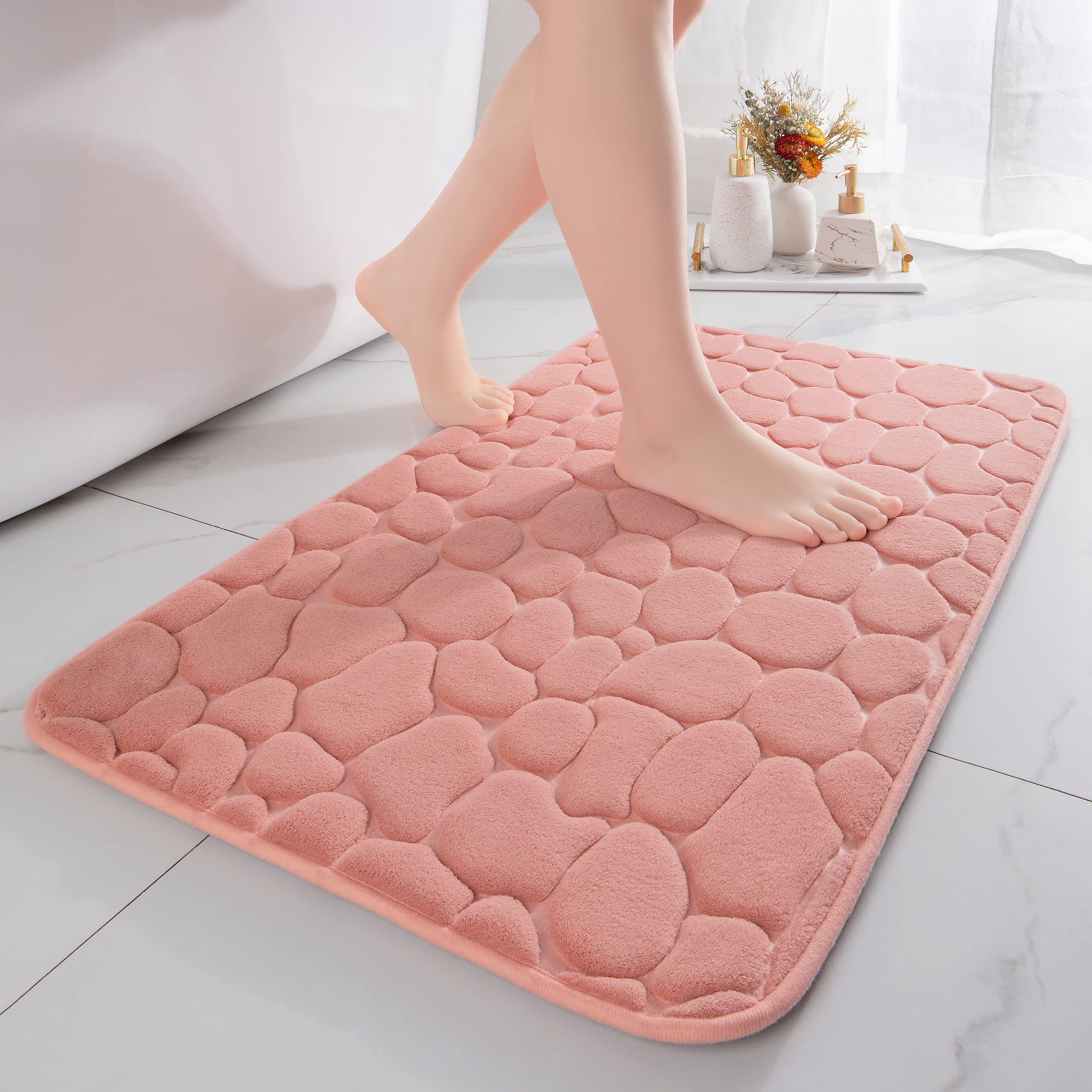 chakme Bath Mat, Memory Foam Bath Mat, Memory Foam Shower Mat, Absorbent Bath Mat, Bathroom Rug, Shower Mat, Decorative Door Mat, Non-Slip Bathroom Accessory Mat for Bathroom, Living Room, 40 x 60 cm
