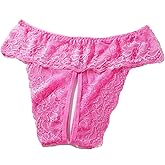 Justgoo Womens Sexy Thongs Lace Panties Underwear Low Rise Plus Size Underpants Pack of 5