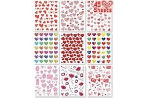 LINAYE Valentines Heart Stickers for Kids - 2000PCS Cute Valentines Day Stickers 45 Sheets Love Stickers for Cards Envelopes Craft Scrapbooking Valentine Day Party Supplies Favors for Girls Boys