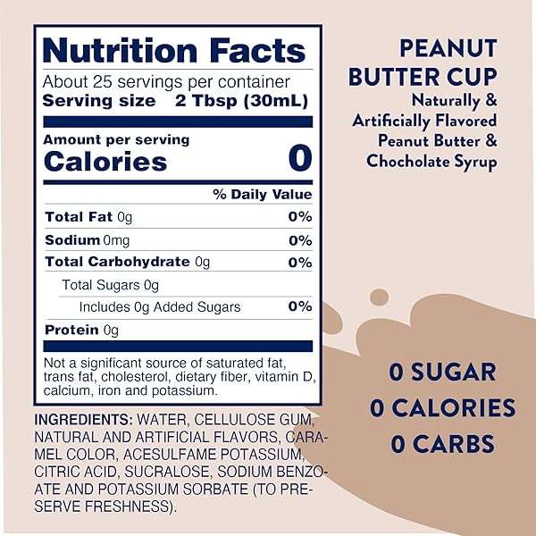 JORDAN’S SUGAR FREE PEANUT BUTTER CUP COFFEE SYRUP, 25.4OZ – KETO, GLUTEN FREE