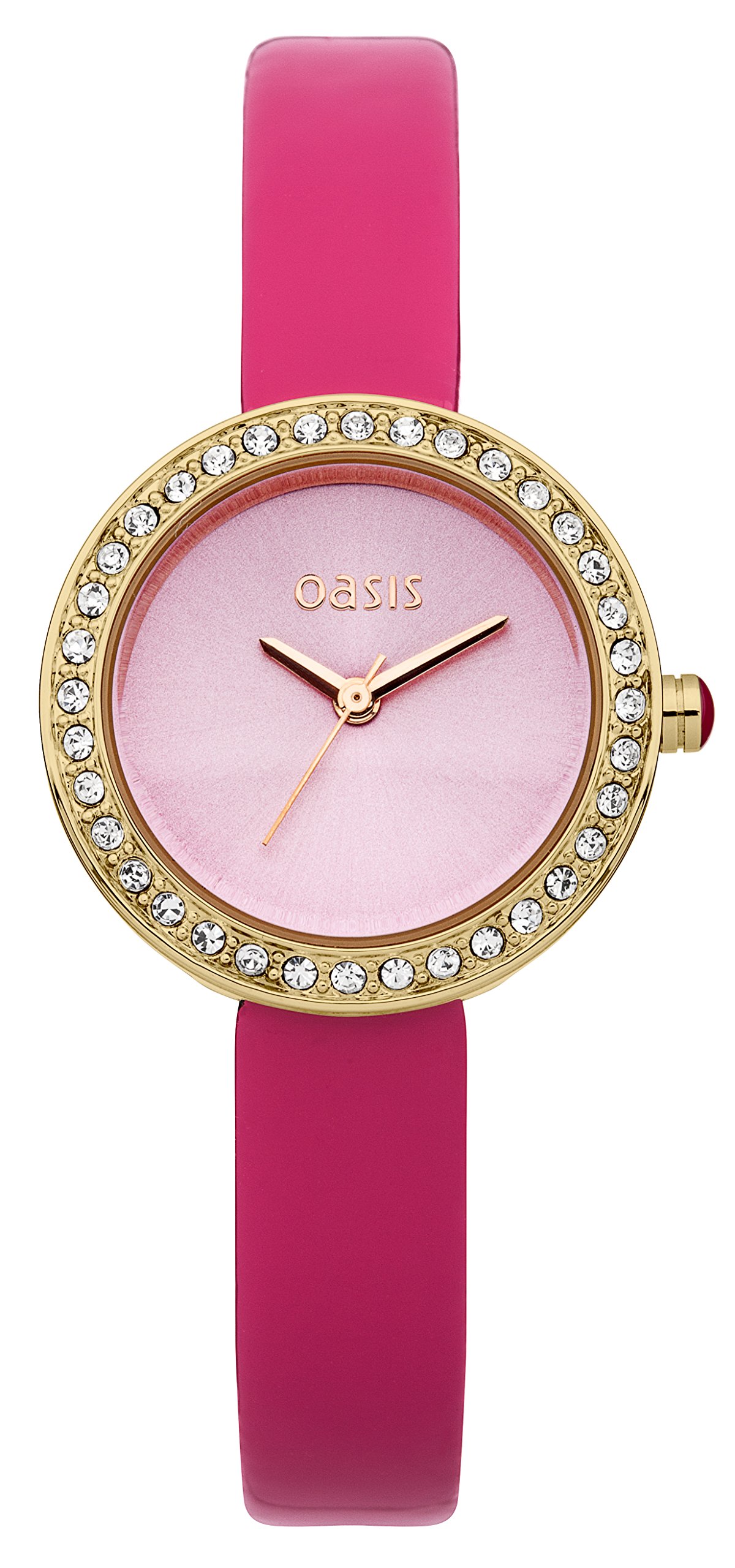 Oasis Women's Quartz Watch with Pink Dial Analogue Display and Pink PU Strap B1454