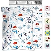 JinRuiKJ Christmas Poly Mailers 6x9 Inch 100 Pcs - Heavy Duty Tear-Proof Mailings Envelopes - Waterproof Shipping Bags for Small Business & Boutique - Snowflakes & Snowman