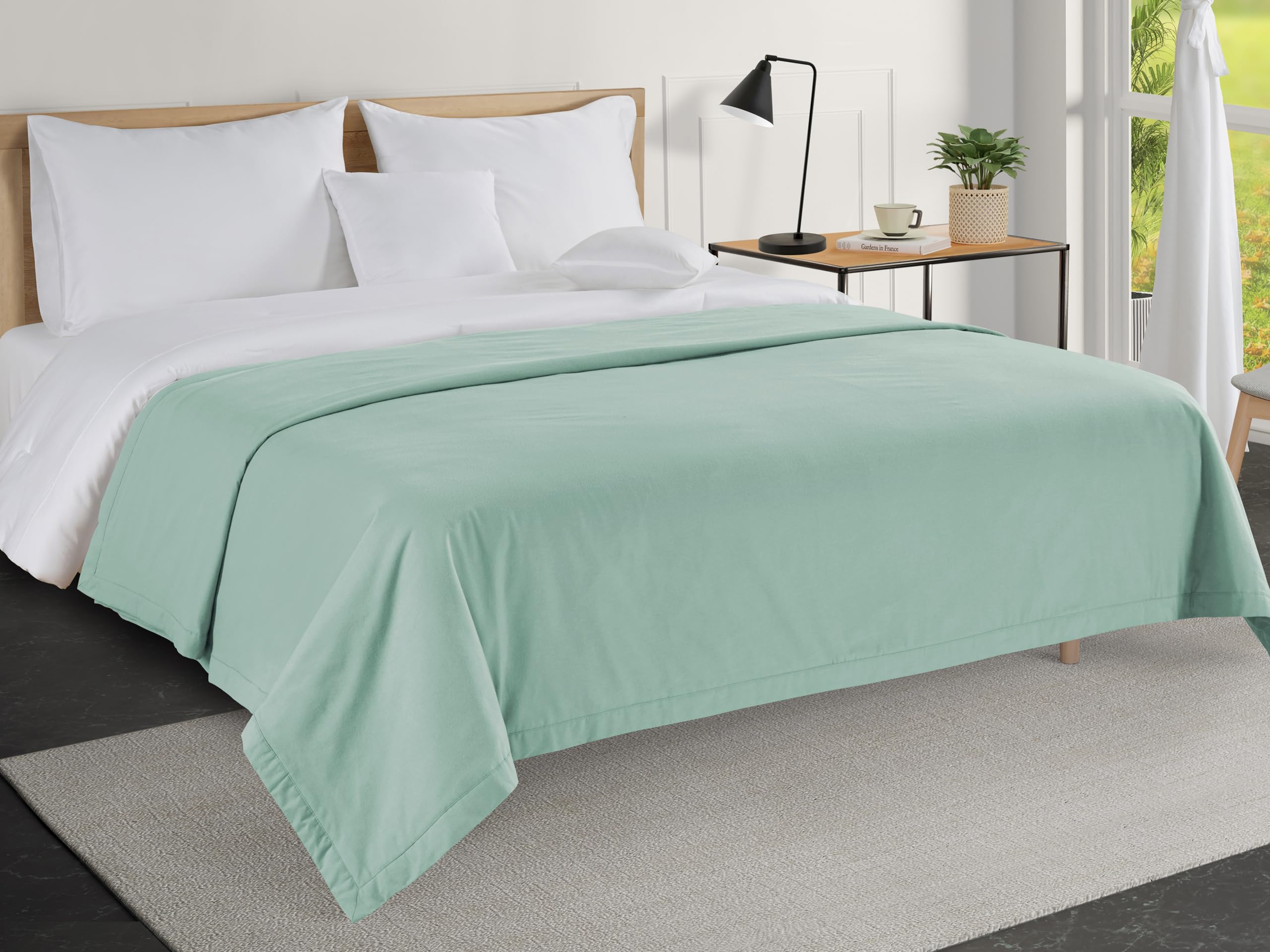 Photo 1 of 100% Cotton Blanket, Cooling Blankets, Summer Blankets King Size, 3-Layer Bed Blankets, Lightweight Blanket, King Size Throw Blanket, Soft Blanket, King Size Blankets, 104x90 inch - Cool Blue