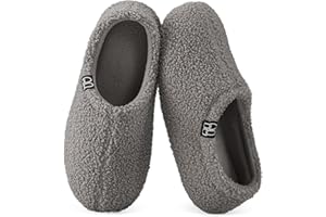 HomeTop Women's Fuzzy Curly Fur Memory Foam Loafer Slippers with Polar Fleece Lining