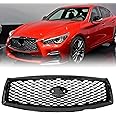 MATMACRO Gloss Black Grille For Infiniti Q50 Front Hood Upper Mesh Grill 2014-2017