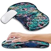 Kuosgm Ergonomic Mouse Pad Wrist Support with Memory Foam Massage Bulge, Carpal Tunnel Pain Relief Mousepad Wrist Rest for Mouse(12x8 inch, Mandala)