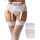 ohyeah 6-Strap Easy Clip Lace Garter Belt for Thigh Highs Stockings Suspender Garter Belts Plus Size Garters Lingerie XS-4XL