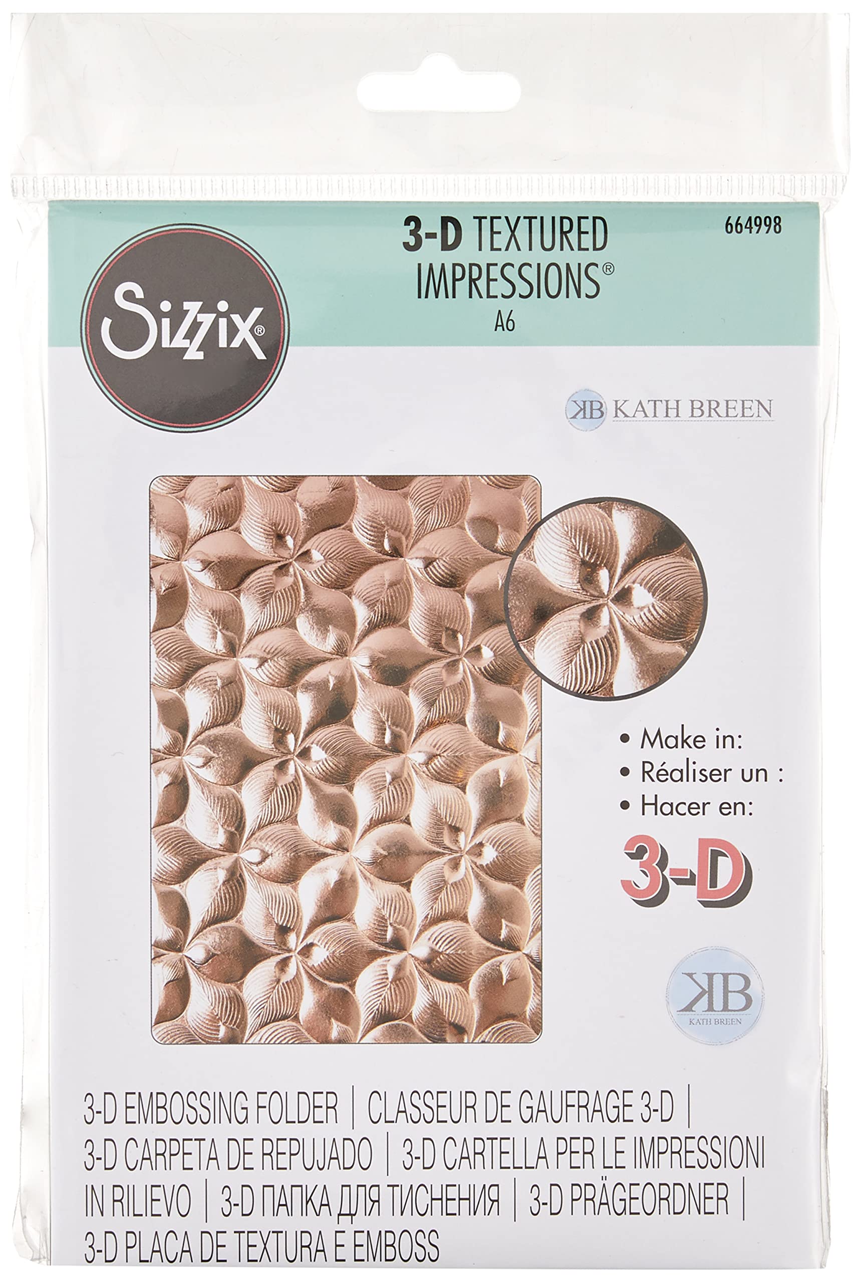 Sizzix 3-D Textured Impressions Embossing Folder Organic Petals by Kath Breen, 664998