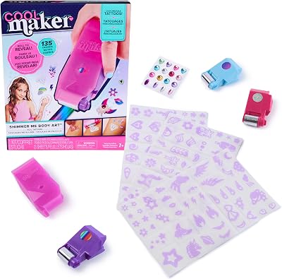Cool MAKER Shimmer Me Body Art Roller with 3 Foils Gems 135 Designs