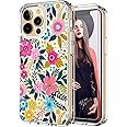 ICEDIO for iPhone 13 Pro Case with Screen Protector,Slim Fit Crystal Clear Cover with Fashionable Designs for Girls Women,Protective Phone CoverCute Colorful Blooming Floral