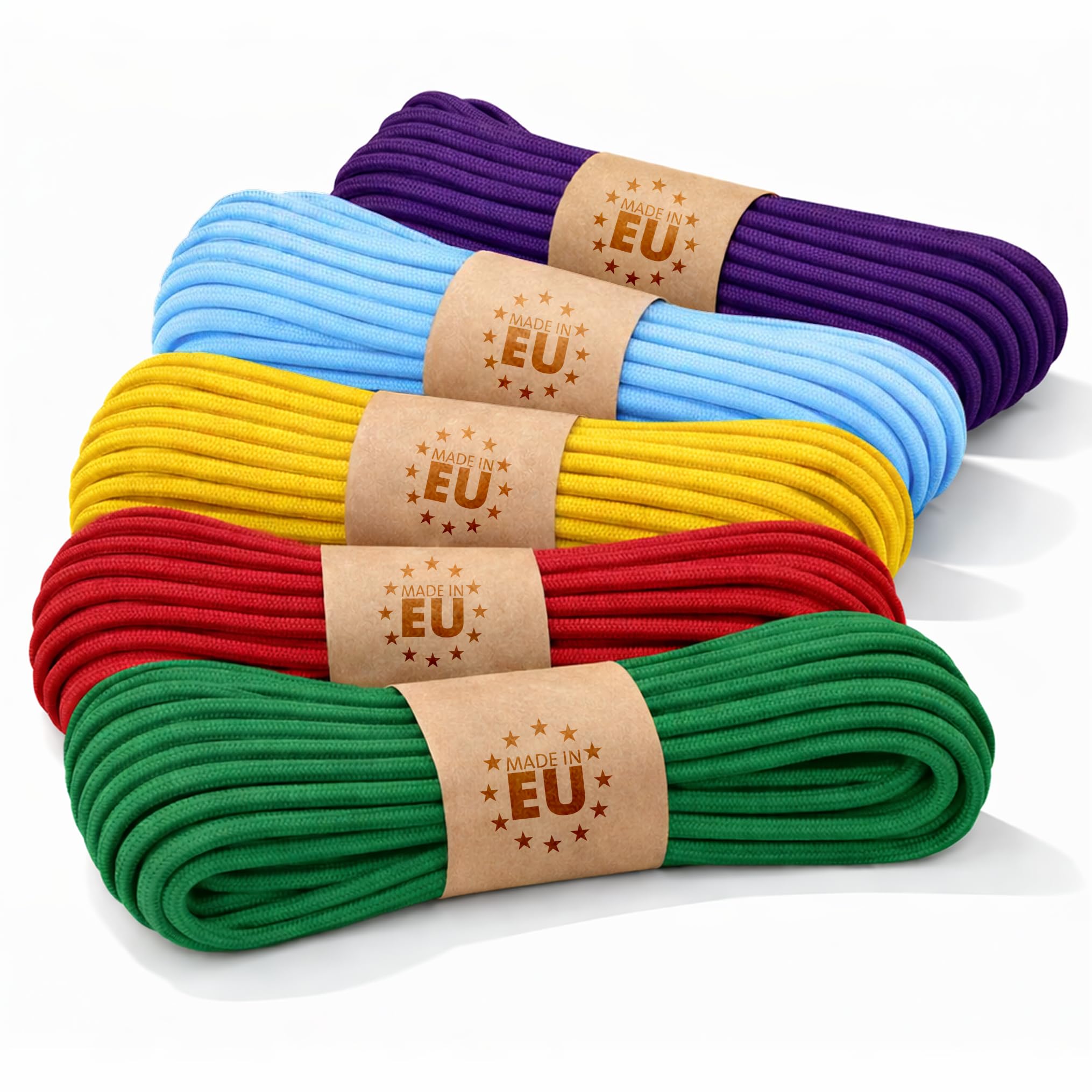 EdcX Paracord 4mm, Set of Solid Colors (6х5m and 5x10m) | Ideal for Camping, Survival, Outdoor, Crafting, DIY | 100% Nylon Rope 4mm| Tactical Cord 550 Type III - Summer Set (5x10m)
