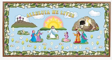 Amazon Com Fun Express Alleluia He Lives Bulletin Board Set