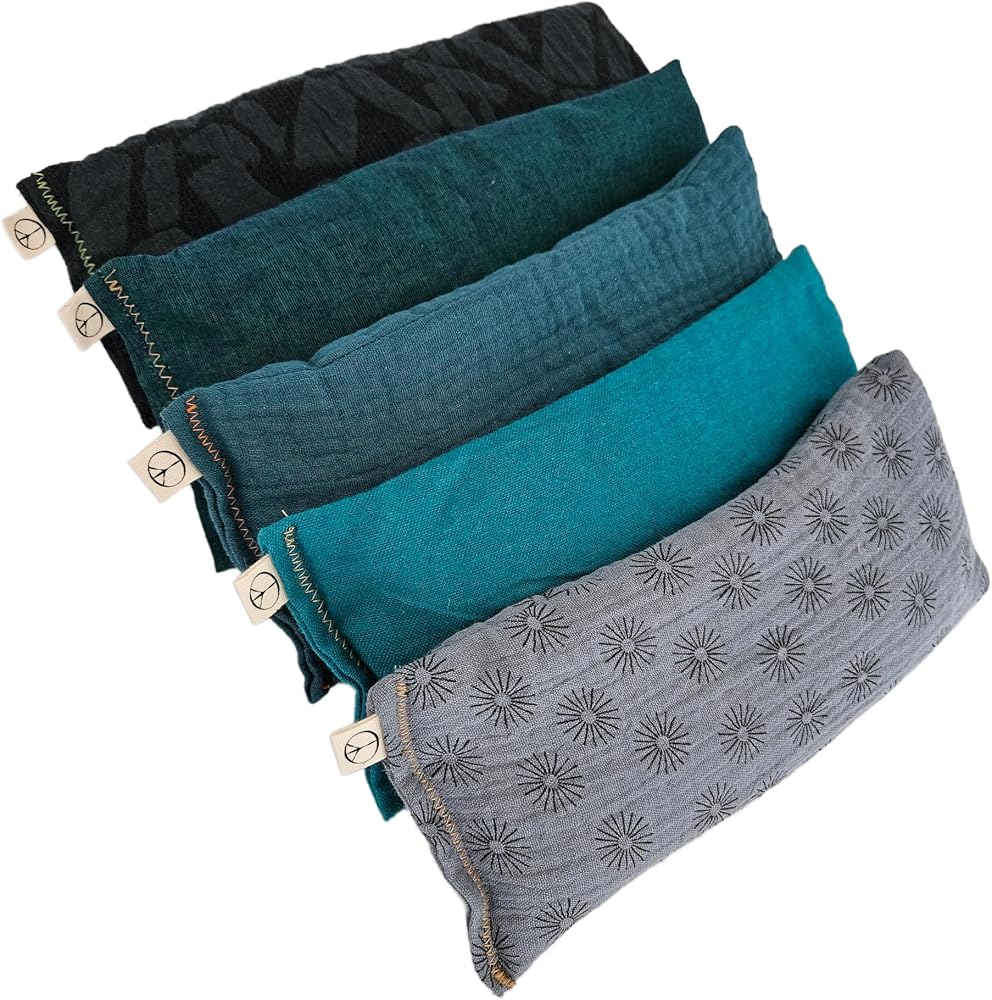 Peacegoods Unscented Eye Pillows (Sampler Pack of 5) - Soft Cotton Gauze Flannel - Filled with Flax Seed Weighted for Yoga Me