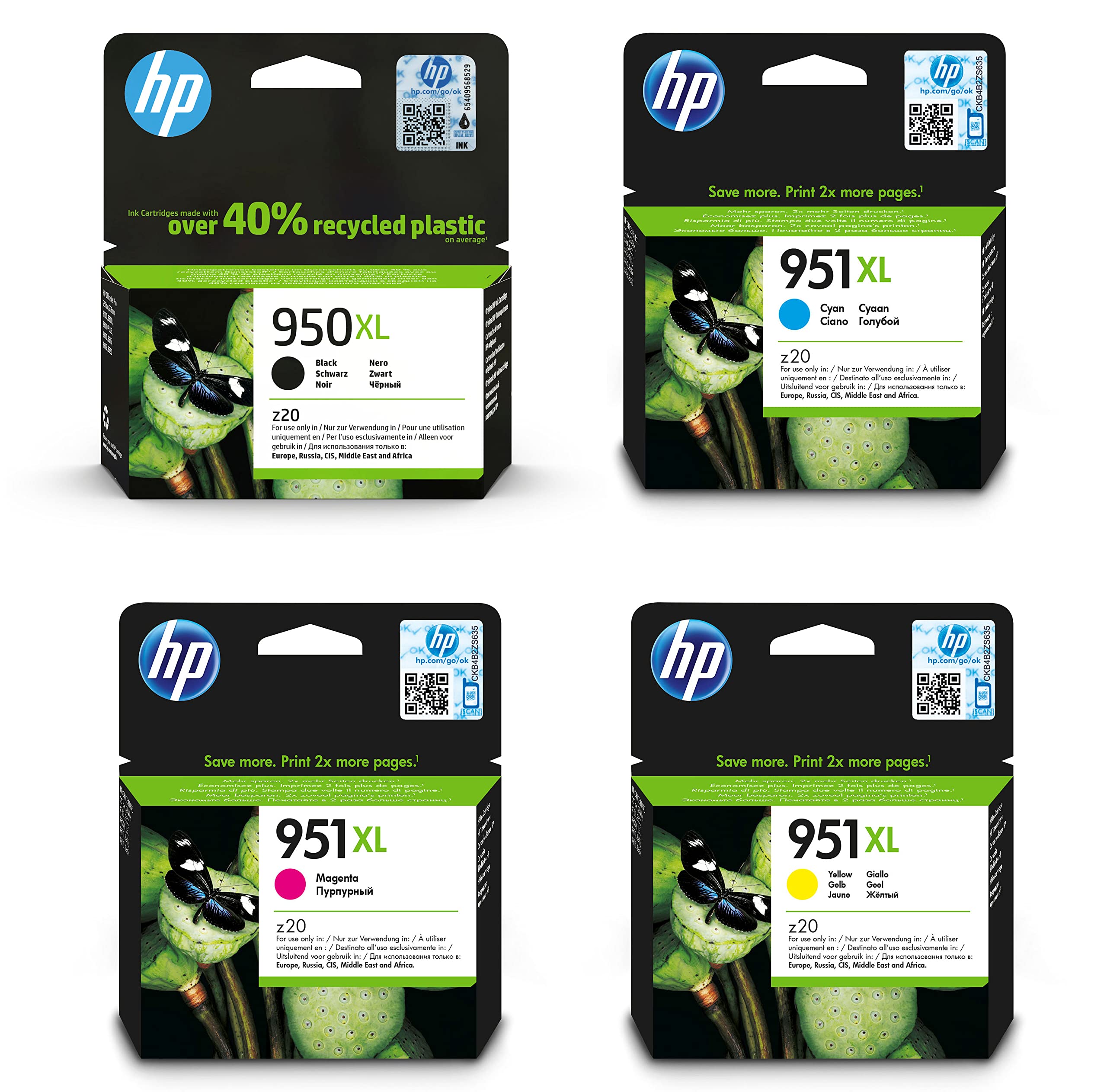 4 Pack Ink Cartridges Replacement for HP 950XL 951XL Compatible with HP Officejet Pro 8610 8620 8600 8600 plus 8100 8630 8640 8660 8615 8625 251dw 271dw