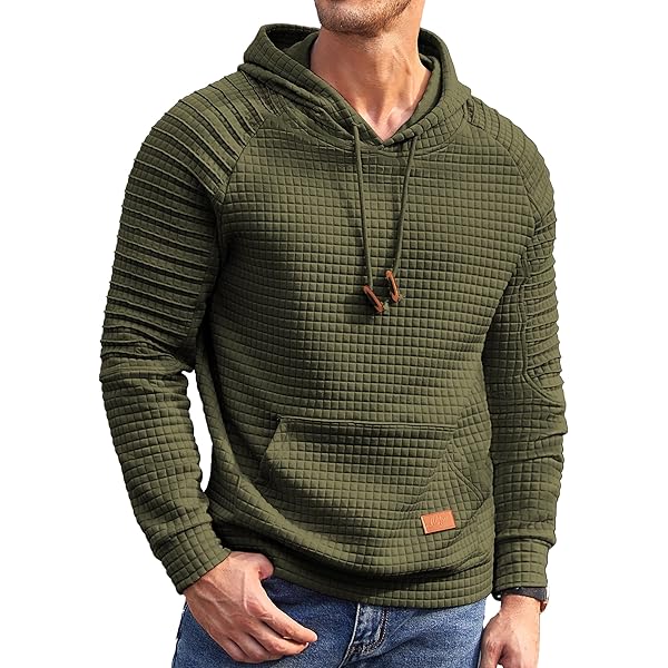 Zaitun Mens Hooded Sweatshirt Long Sleeve Solid Knitted