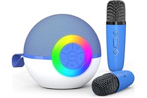 Heroange Karaoke Microphone Machine Toys for Kids Adults, Mini Portable Bluetooth Speaker with 2 Wireless Mics, Christmas Birthday Gifts for Boys Girls Ages 3 4 5 6 7 8 9 10 11 12+ Year (Blue)