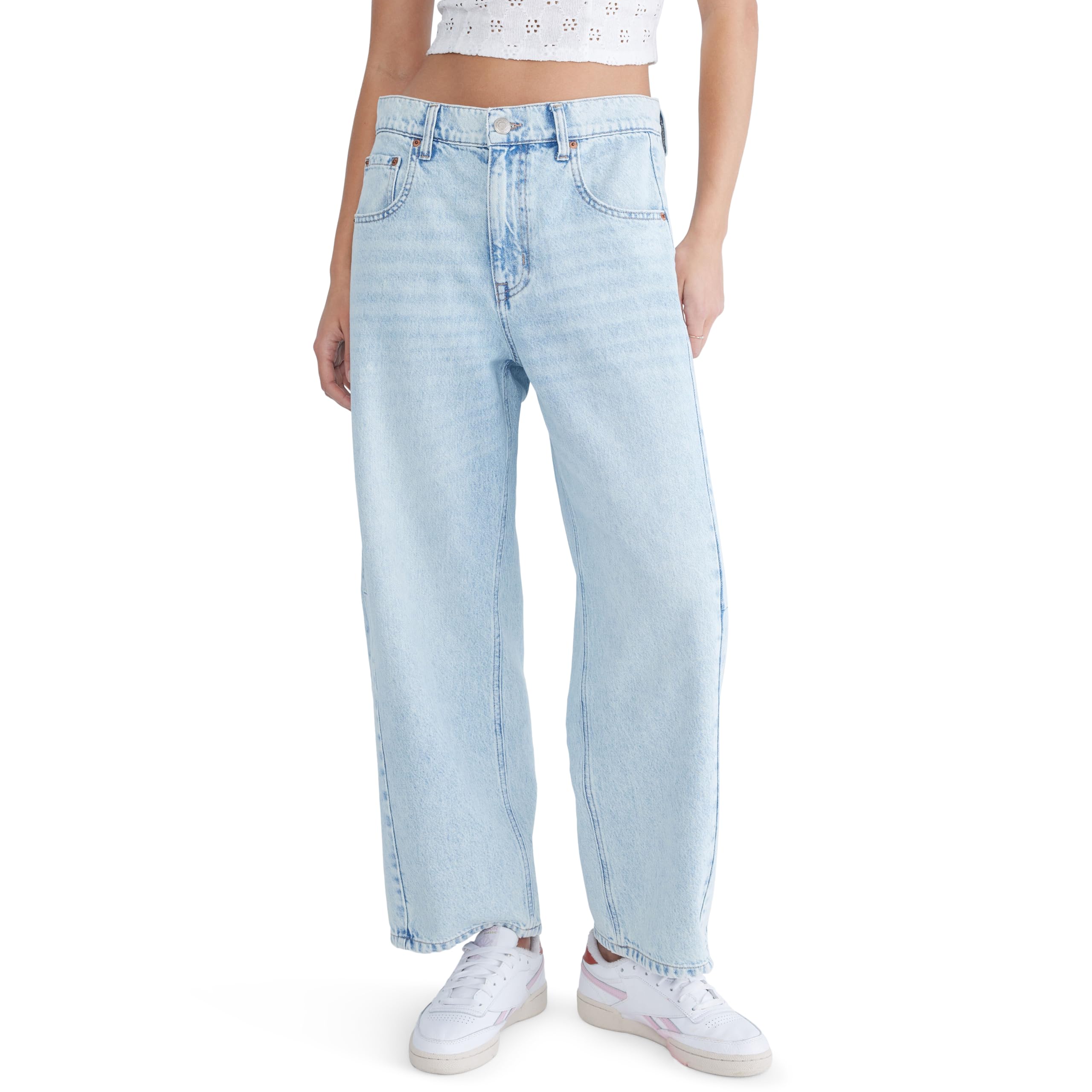 Mid-Rise Barrel Leg Jean, Light WASH, 0