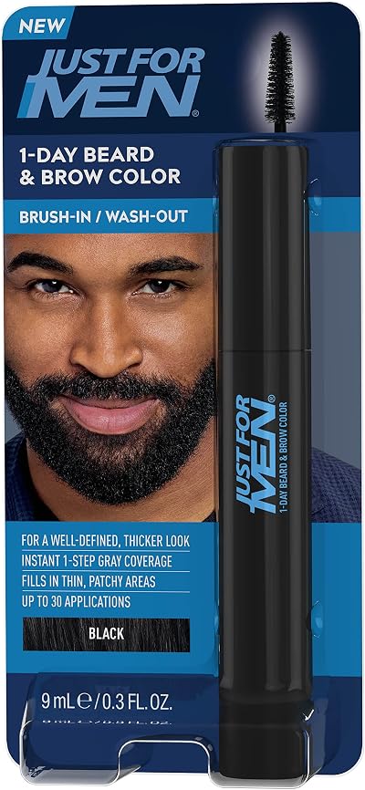 Just For Men 1-Day Beard Brow Colour Brush Real Black Instant Grey Coverage