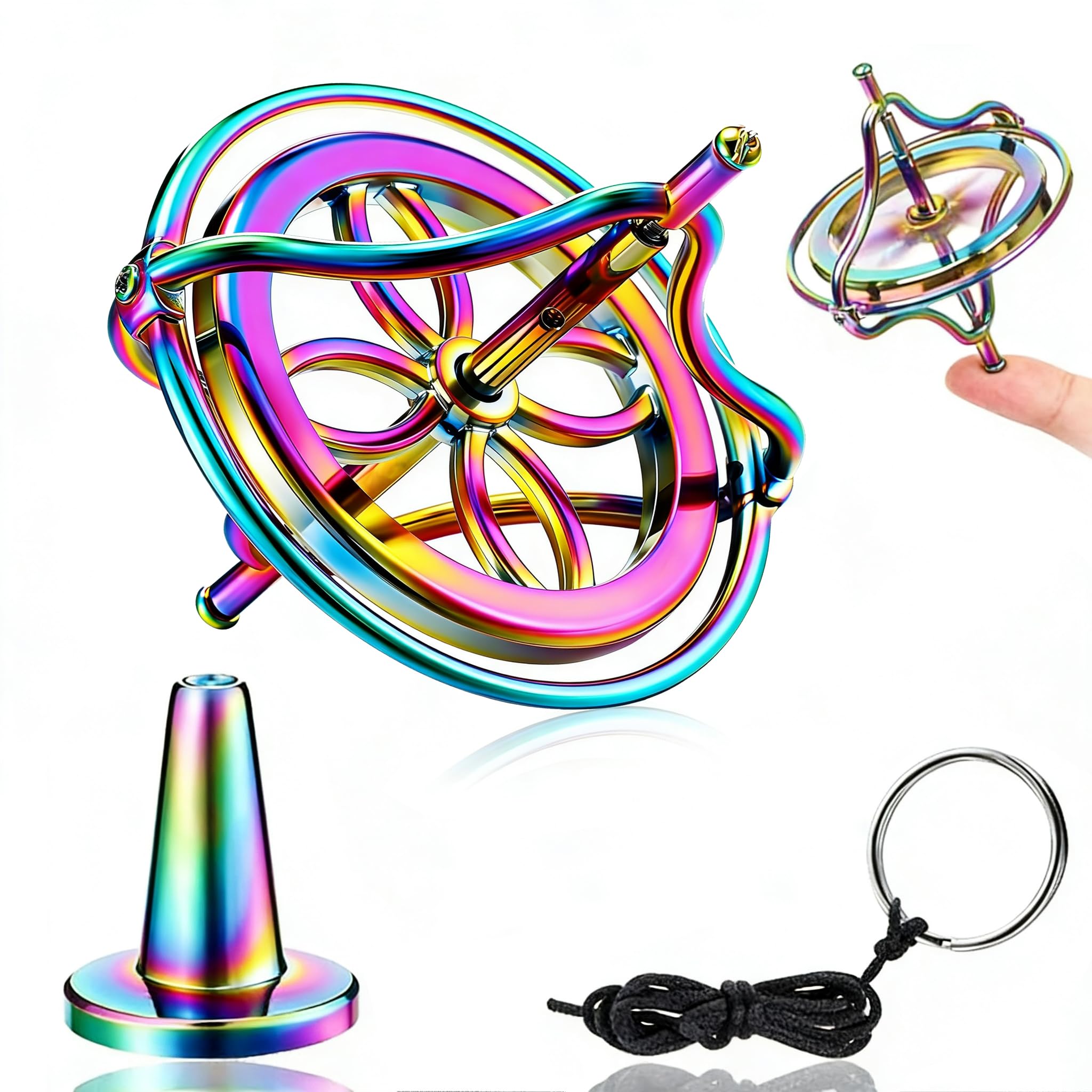 Gyroscope Spinning Top, Shienus Fingertip Gyroscope Toys Balance Spinner Metal Anti-Gravity Gyroscope Colorful Spinning Decompression Toy Educational Gift for Kids