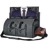 UNIQUEBELLA Convertible Garment Bag for Travel Carry on Garment Duffel Suit Bag with Shoe Compartment Weekend Flight Bag for Men