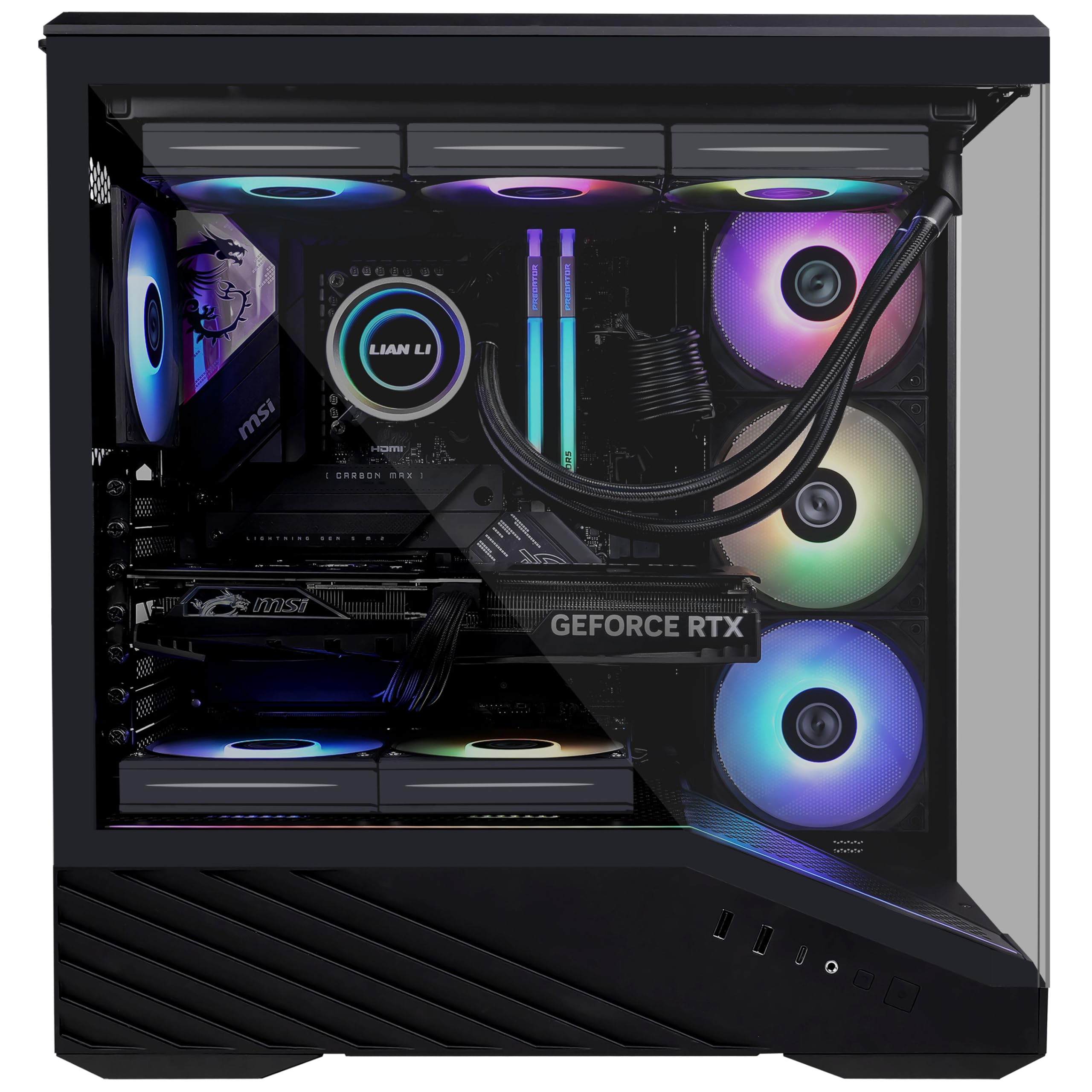 Lian Li V100 Mid Tower Case – Black, Atx Support, Mesh Front Panel, Tempered Glass, Usb-C, Tool-Free Side Panel - View 8