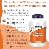 NOW Foods Super Enzymes 180 Capsules Enzyme Blend Gluten Free Soy Free view 5