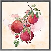 SIGNWIN Framed Canvas Wall Art Red Wonderful Pomegranate Tree Fruit Tropical Watercolor Realism Modern Closeup Urban for Living Room, Bedroom, Office - 16