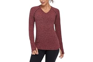 Soneven Women Fleece Thermal Long Sleeve Running Shirt Workout Tops Moisture Wicking Athletic Shirts with Thumb Holes