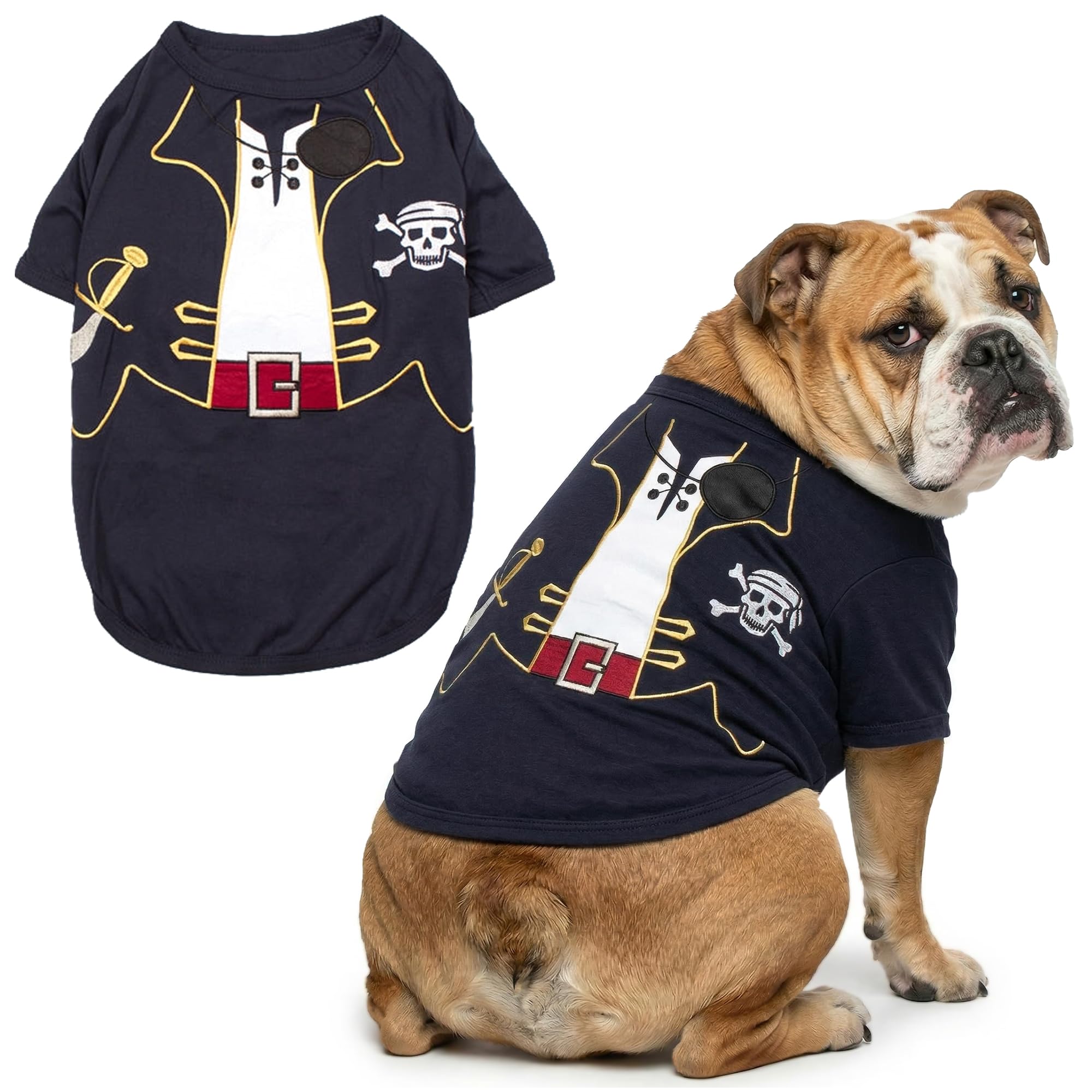 Parisian Pet - Funny Dog Cat Pet Costumes, Shirt Outfits for Halloween - Police, Prisoner, Ketchup, Mustard, Doctor, Firefighter, Sailor, Pirate (Captain Spawrrow - Pirate, 3XL)