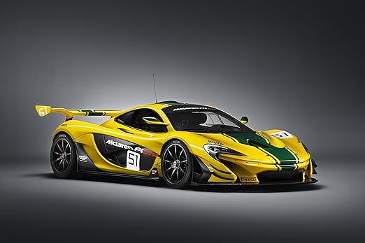 Amazon Com Mclaren P1 Gtr 2015 Car Art Poster Print On 10 Mil Archival Satin Paper Yellow Black Front Side Studio