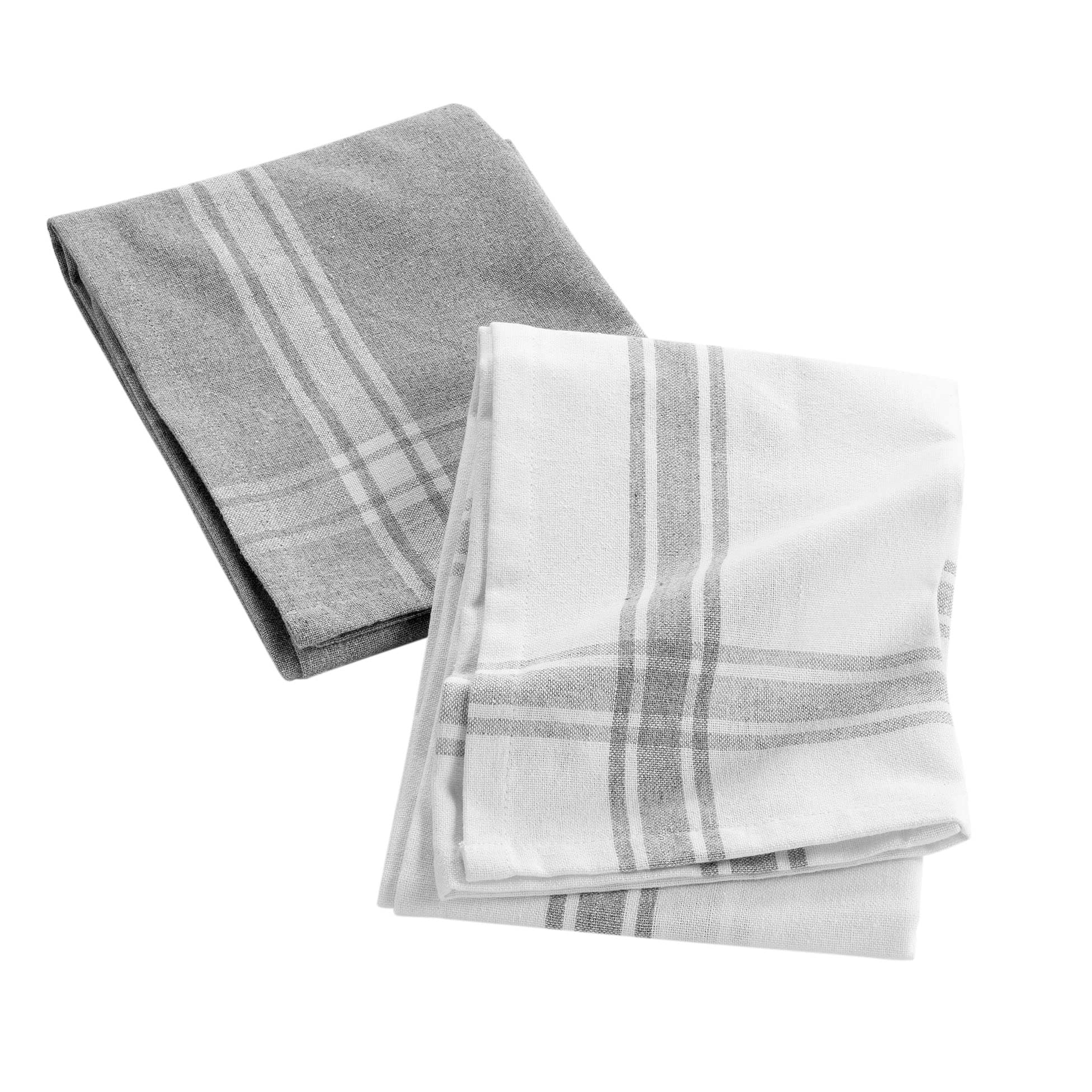Douceur d'Intérieur, 50 x 70 cm Grey China Recycled Cotton Woven Tea Towels Cuisiline