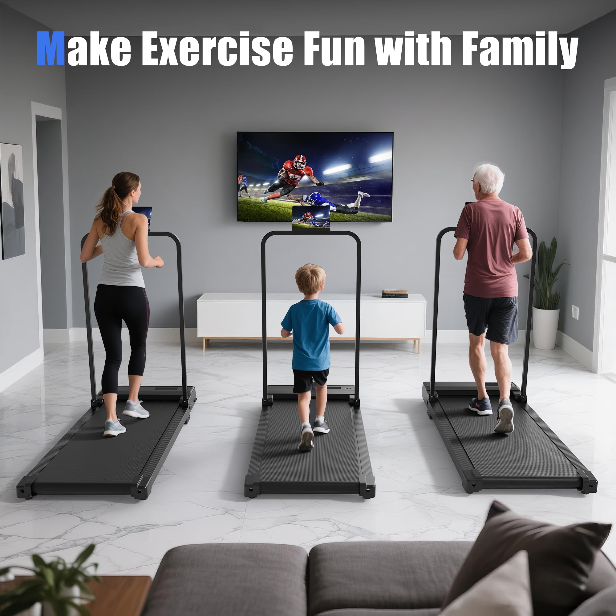 Laufband für Zuhause Walking Pad Klappbar - Treadmill for Home 6km/H, Schreibtisch Laufpad unter Dem Mini Leise mit 90° Tablet Holder, 4 in 1 LED klein Gehband laufbänder Ohne Steigung Max 110kg