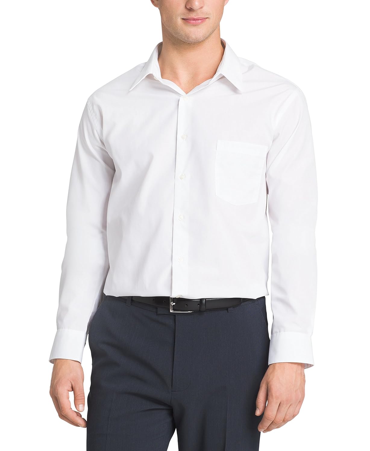 Van Heusen Men's Poplin Regular Fit Solid Point Collar