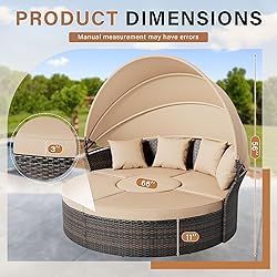 Crownland Outdoor Patio Canopy Bed Round Daybed