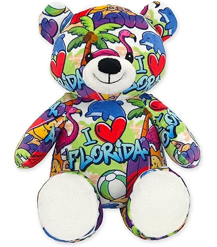 Amazon.com: PLUSHOLOGY I Love Florida Graffiti Teddy Bear Eco