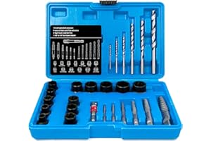 Cenforge 26-Piece Multi-Size Bolt Extractor Set, Spiral Screw Extractor, Bolt Extractor Set, with Right Hand Drill Bit, Stripped Bolt Remover, Borken Bolt Extractor Kit for Removing Nuts Bolts