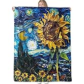 Sunflower Throw Blanket Gifts for Women Girls Kids Adults, 50x60 in, Flannel Blankets for Bedroom, Camping, Couch, Room Decor, Fuzzy Warm Cozy Soft
