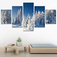 SIGNWIN 5 Panel Canvas Wall Art Modern Art Contemporary Landscape Multicolor Photography Relax/Calm Sky for Home Decorations Ready to Hang - 60