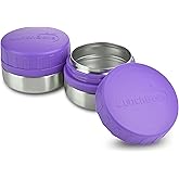 LunchBots Rounds Leak Proof 4 oz. Stainless Snack Container Jar, Set of 2, Purple Lids
