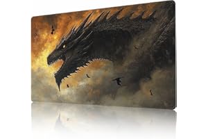 AIRCBC MTG Playmat Non-Slip Rubber Backing Printing Commander Board Game Desk Mat Duel Mat TCG PTCG Playmat 24x14 inches and Free Storage Bags (Y Dragon)