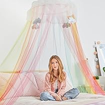 【彩波⭐︎⭐︎‼︎】 Amazon.com: 3C4G 女孩三個歡呼聲- 彩虹明亮遮陽篷- 女孩彩虹