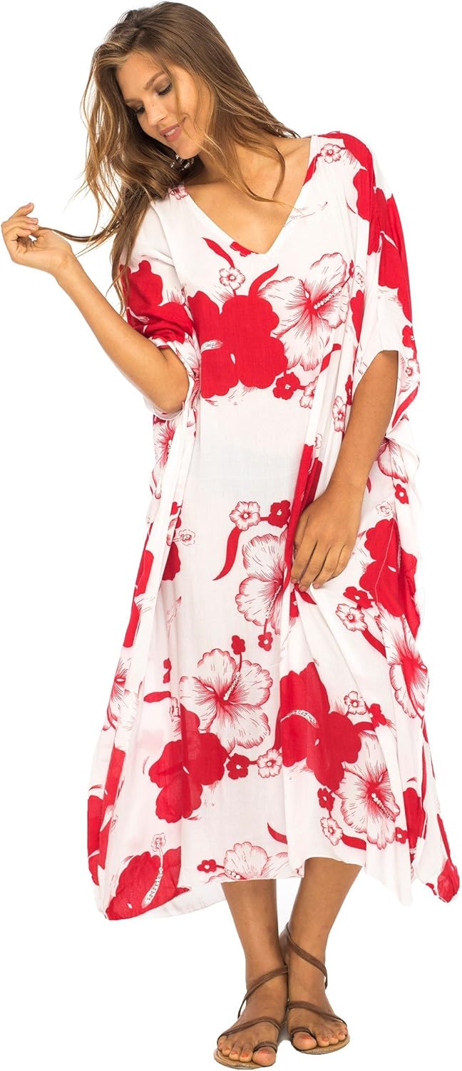 Back From Bali Womens Maxi Swimwear Cover up, Floral Beach Dress for