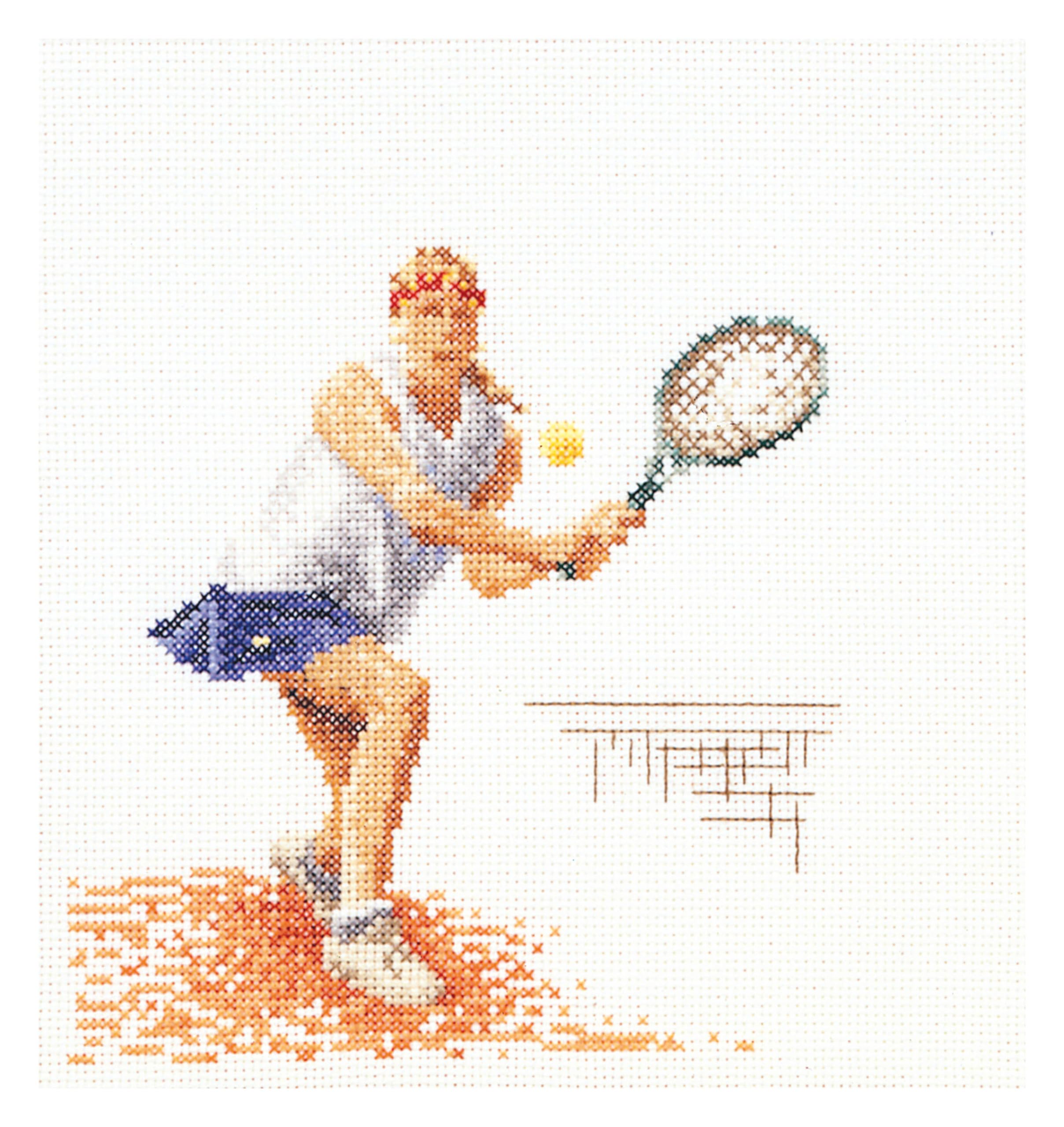 Thea Gouverneur Tennis On Aida Counted Cross Stitch Kit-6.25-inch x 6.75-inch 18 Count