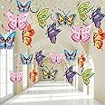 36 Pcs Spring Butterfly Hanging Swirl Decoration Party Streamer Hanging Ceiling Butterfly Decorations for Spring Summer Wedding Home Garden Girl Birthday Baby Shower Tea Party