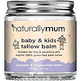 NaturallyMum Baby & Kids Tallow Balm | All-Natural Organic Grass Fed Beef Tallow | Moisturizing Cream | For Dry & Sensitive Skin | All in One Skincare Solution | 4.2 fl oz