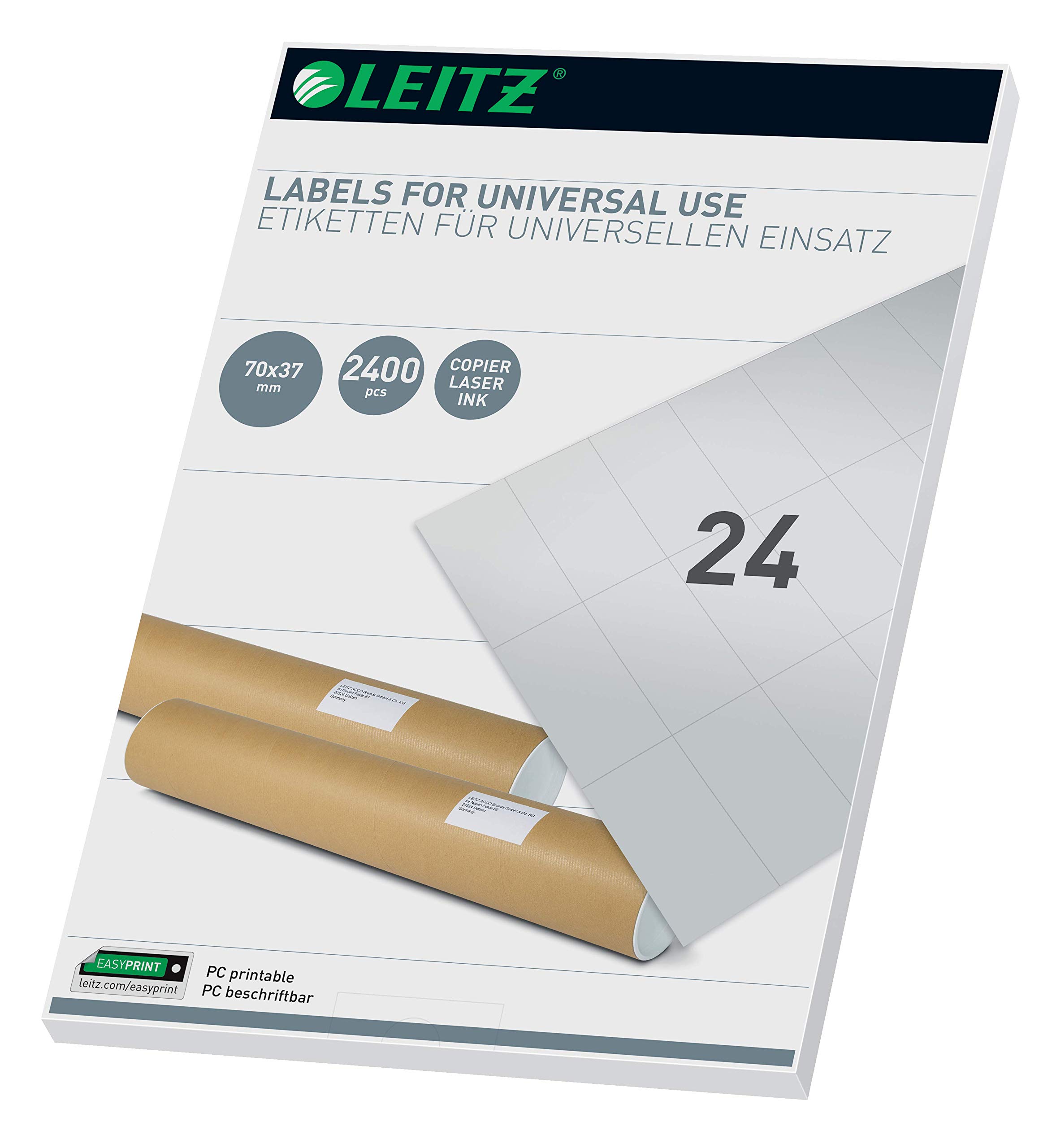 Leitz 61800001 Universal Labels for PC Write-On 70 x 37 mm White