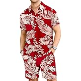 TURRLUDY 2 Piece Hawaiian Outfit Vacation Short Sets Tropical Shorts Set Outfits Casual Breathable Beachwear
