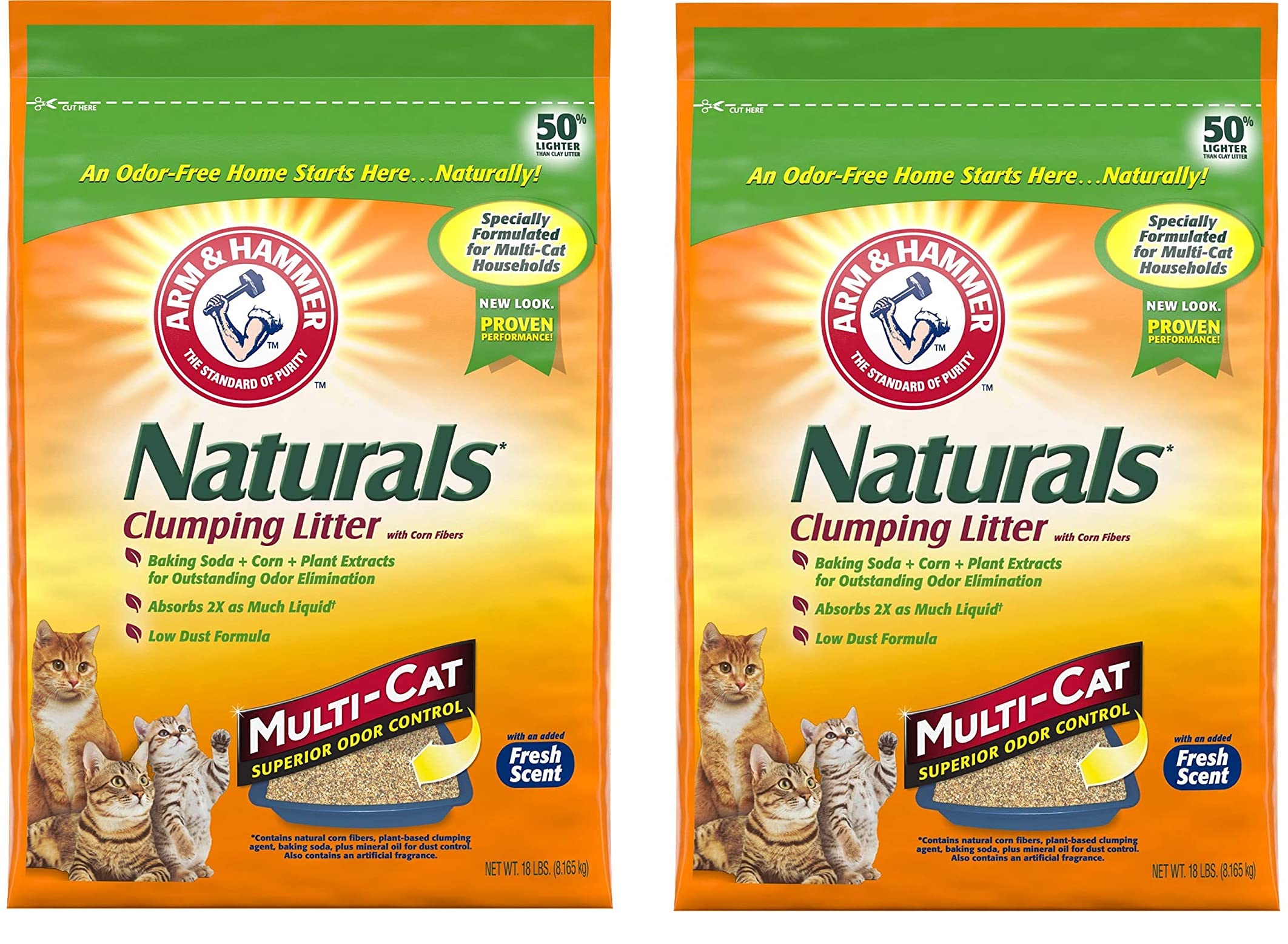 A&H Naturals Cat Litter, Multi Cat, 18lb Bag 2 Pack